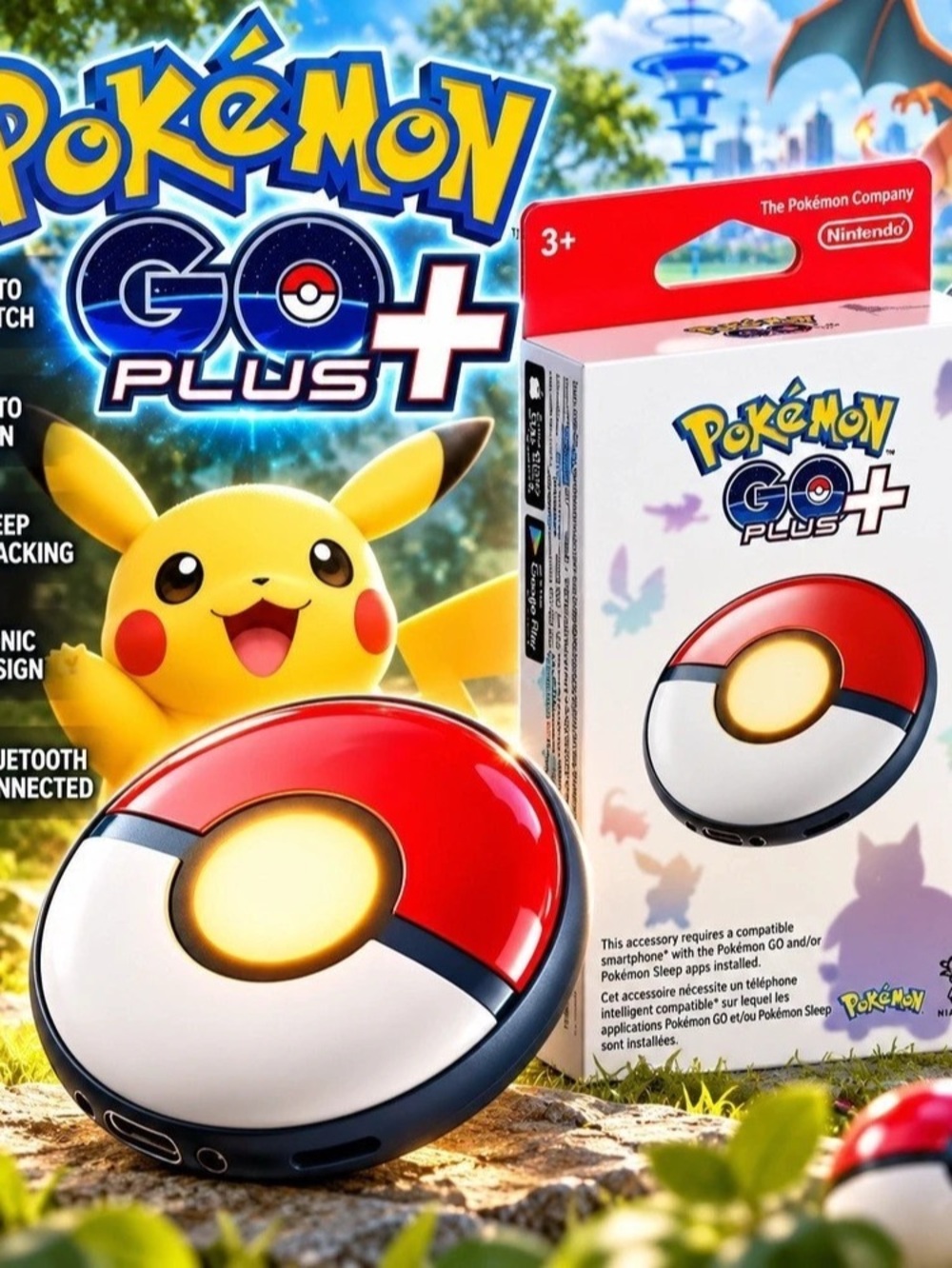 Pokemon GO Plus + Nintendo Bluetooth Auto Catch Sleep Tracker NEW SEALED